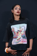 Skating Girl- Unisex Sorona Boxy T-Shirt- Black
