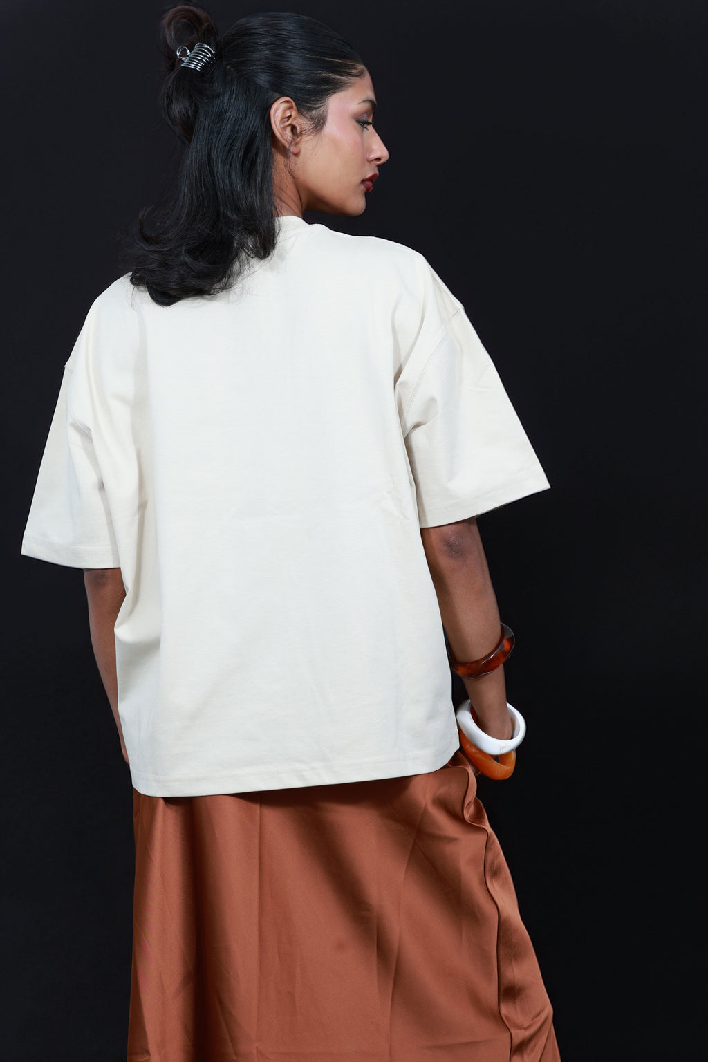 Kalyani- Unisex Sorona Boxy T-Apricots Cream