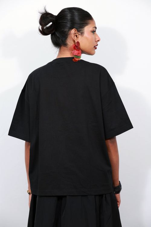 Kalyani- Unisex Sorona Boxy T-Shirt- Black