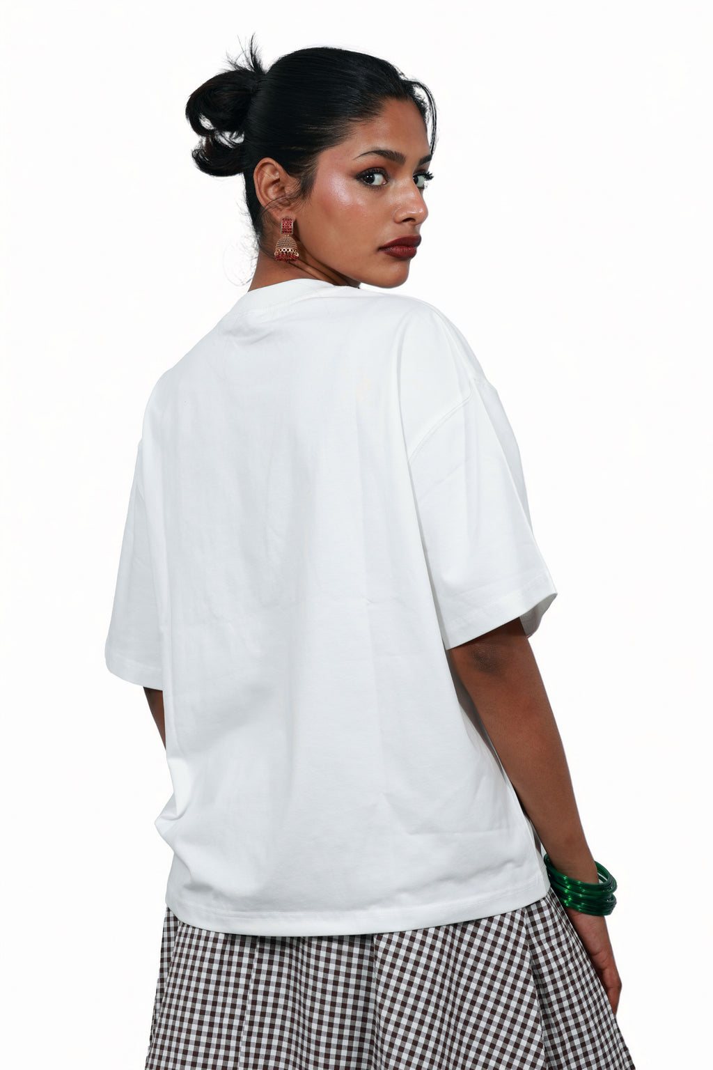 Skating Girl- Unisex Sorona Boxy T-Shirt- White