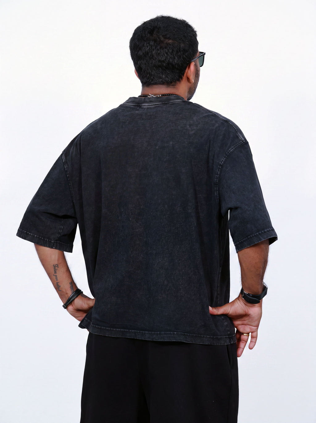 The Royal One- Unisex Boxy Cotton T-Shirt- Mineral Wash in Black