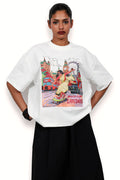 Skating Girl- Unisex Sorona Boxy T-Shirt- White